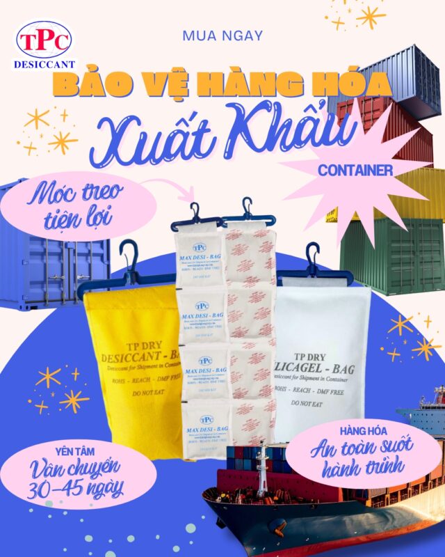Dây treo hút ẩm giúp hạn chế hơi ẩm container hiệu quả