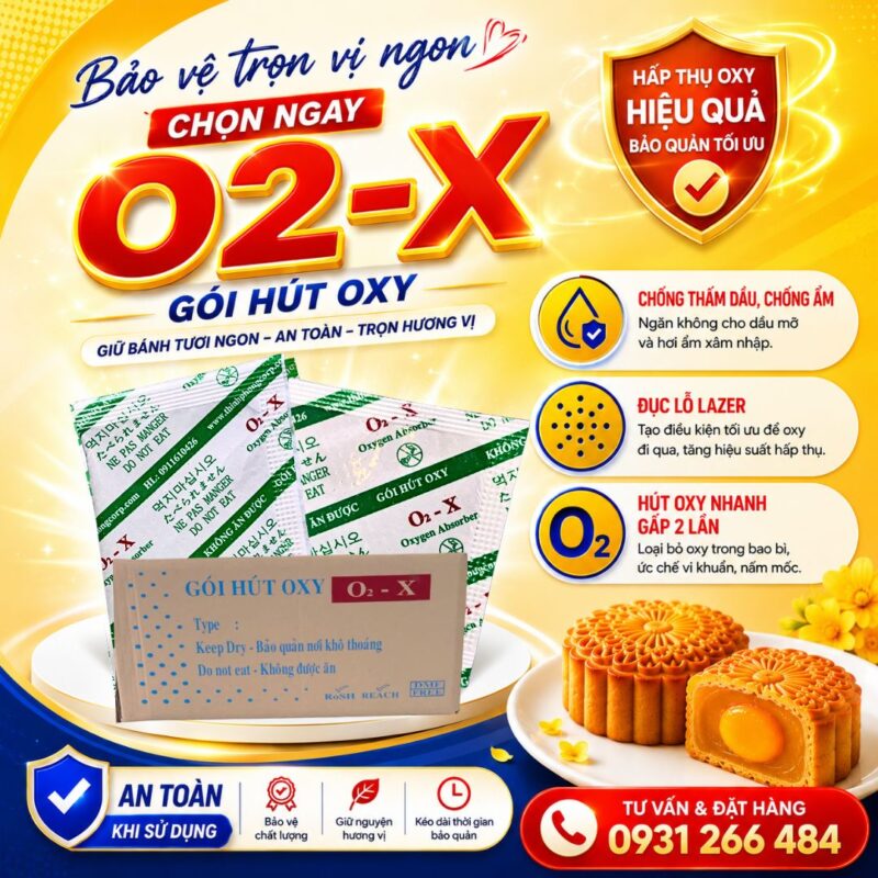 Gói hút oxy O2X cho bánh trung thu