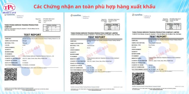 Chứng nhận REACH RoHS DMF Free của gói hút ẩm
